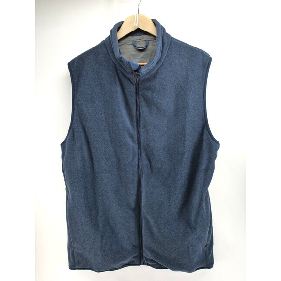 Mack Weldon Blue Fleece Sweater Vest Mens Size L Zip‎ Coat Jacket Winter Cozy - Picture 1 of 7